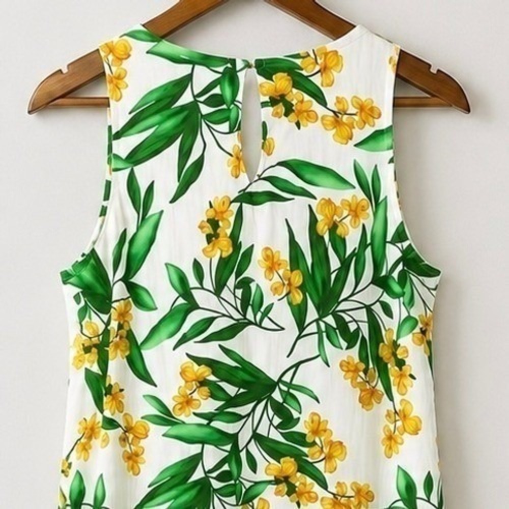 Anthropologie Fig & Flower Medium Maxi Dress Coastal Cottagecore Tropical Boho - Picture 5 of 7